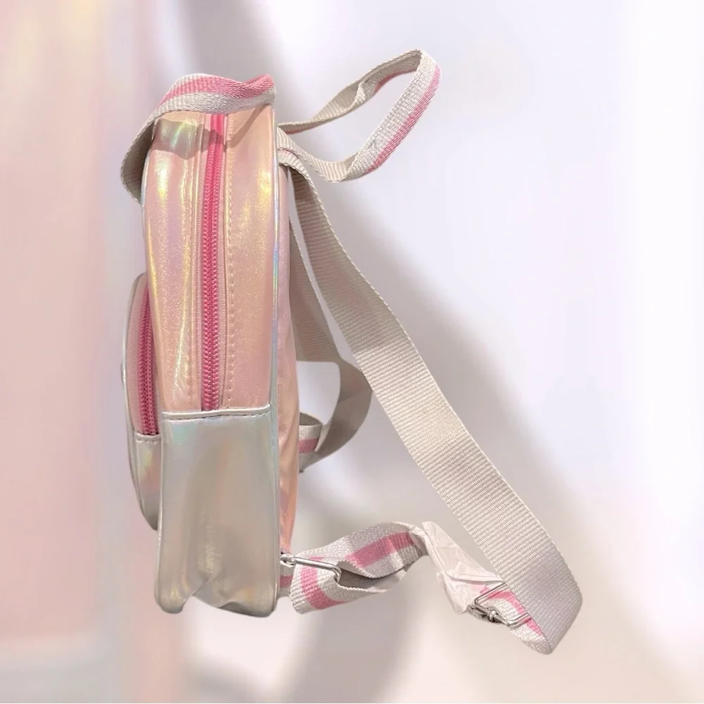 The Children's Place Iridescent pink & Silver Shakey Confetti Smiley Backpack